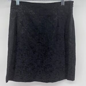 Y2K Esprit Black Damask Mini Skirt Size 5/6 Floral Textured‎ Career Party